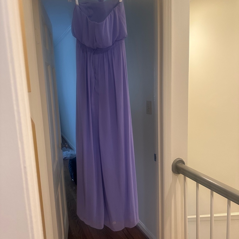 Elegant Strapless Lavender Bridesmaid Dress